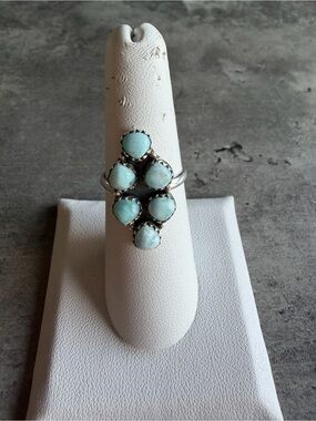 Sterling Silver Blue Larimar Cluster Ring - Sz 6.5